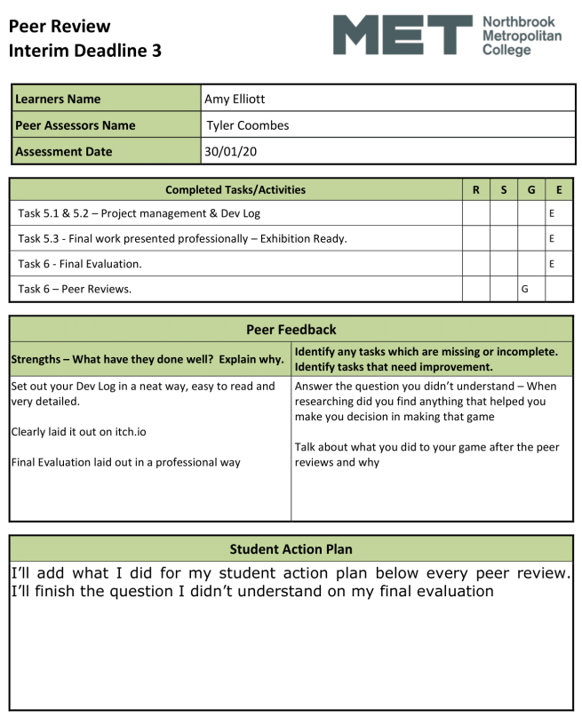 Peer Review _ Action Plan INTERIM 3 FINAL DEADLINE 2019-20-1